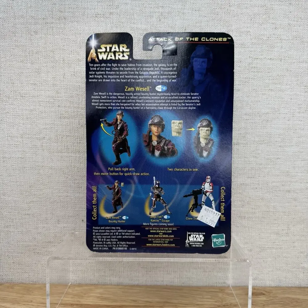 Star Wars Attack of the Clones Zam Wesell #18 Bounty Hunter New Hasbro 2002
